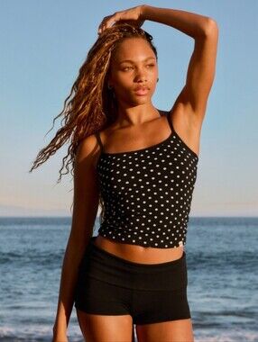 Hollister Callie Reversible Knit Shortie Shorts & Reversable Cami Polka Dot SET